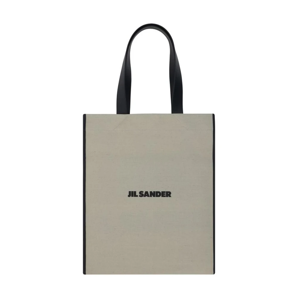 Jil Sander Contrasterende Voorkant Tote Book Handtas Beige Heren