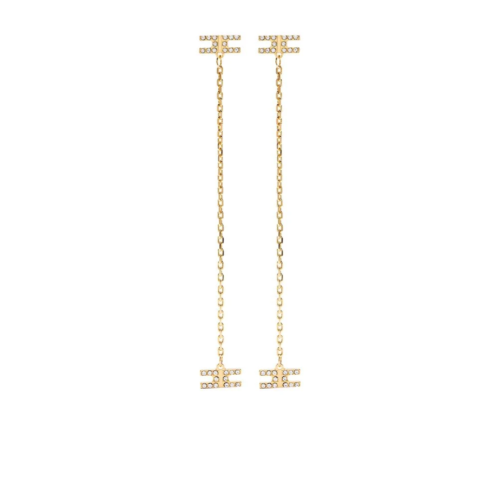 Elisabetta Franchi Snygga Logo Charm Dangle Örhängen Yellow, Dam