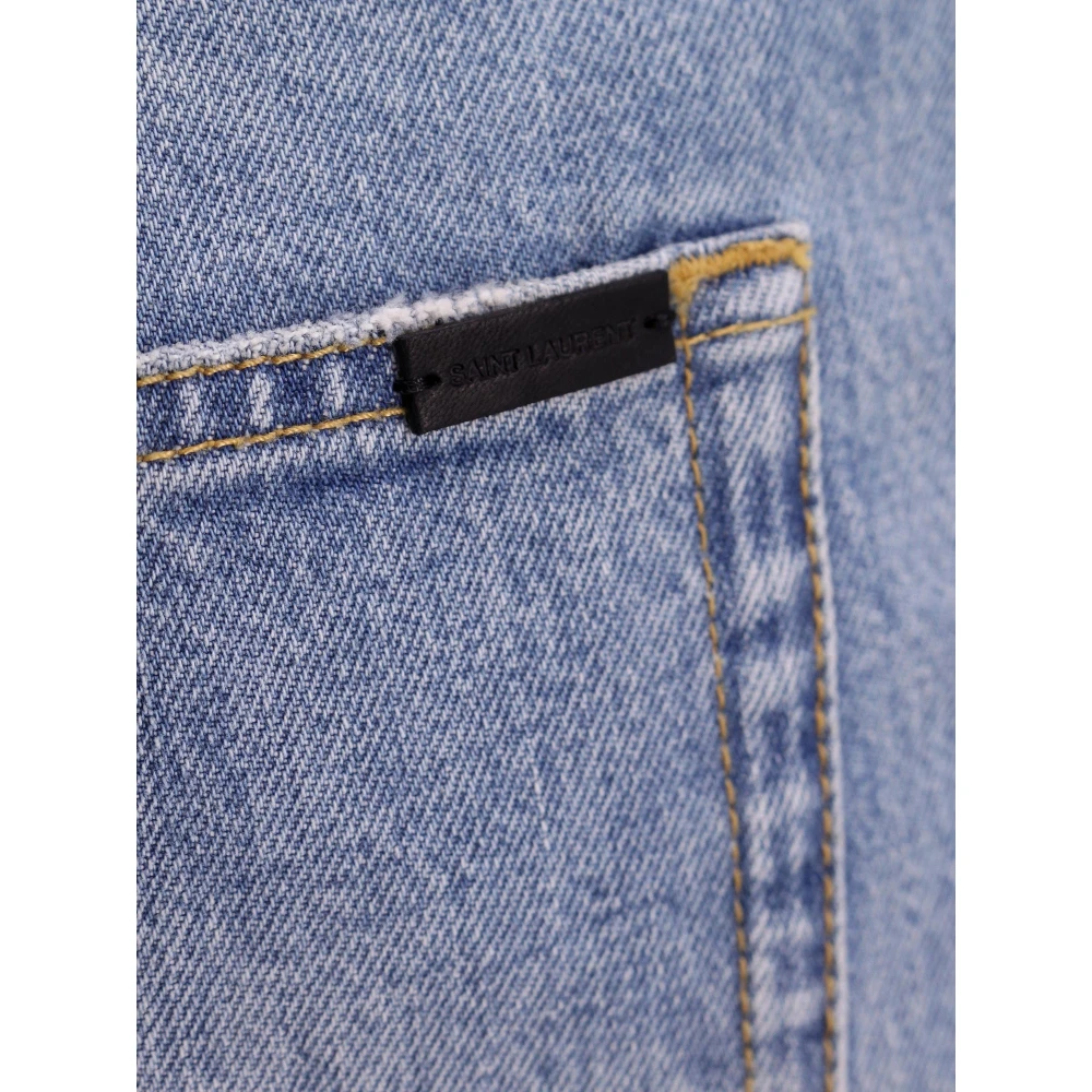Saint Laurent Button Detailed Slim-Fit Jeans Blue Heren