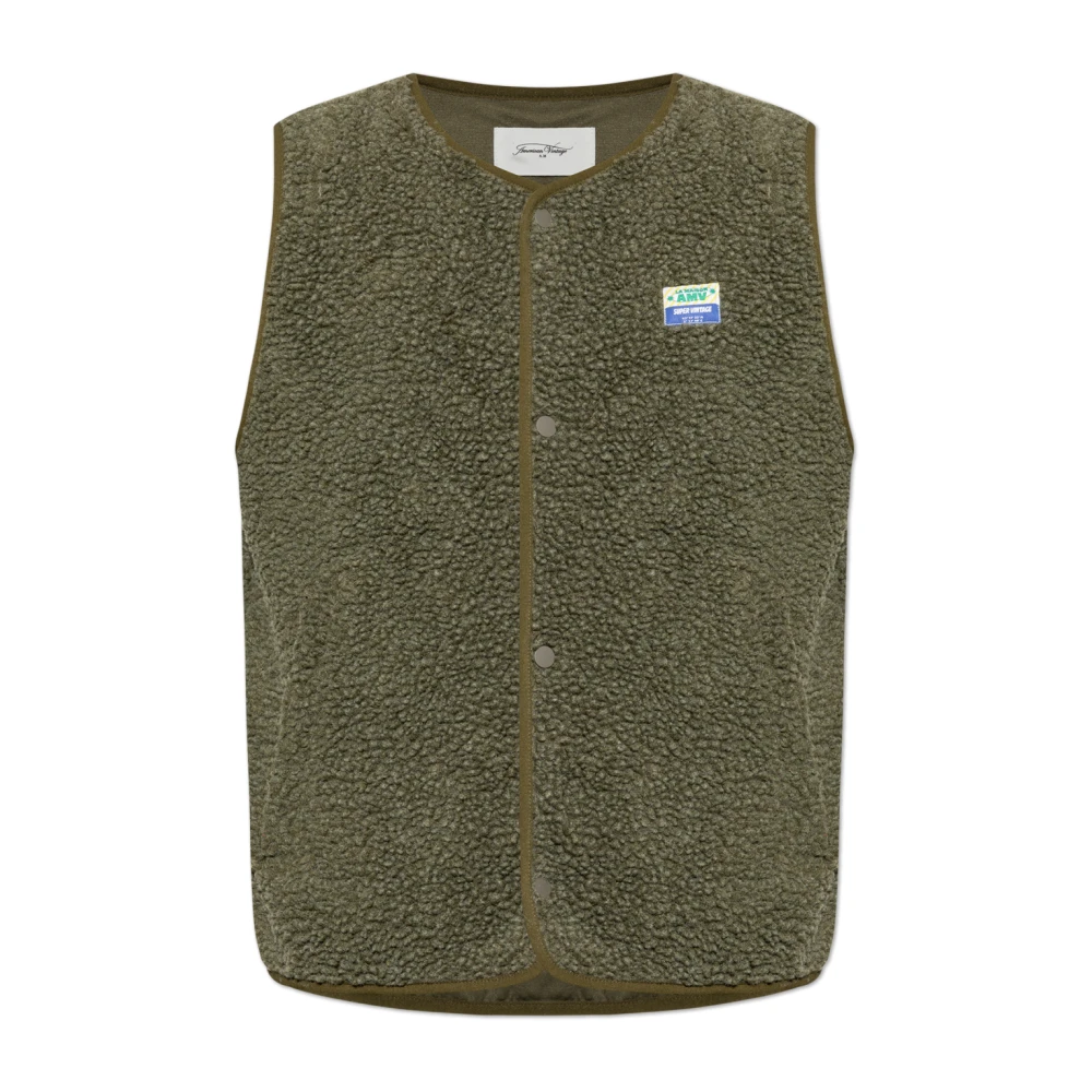 American Vintage Uomo Verde - Gilet Peloso Con Toppa Del Logo - Jackets - Xl