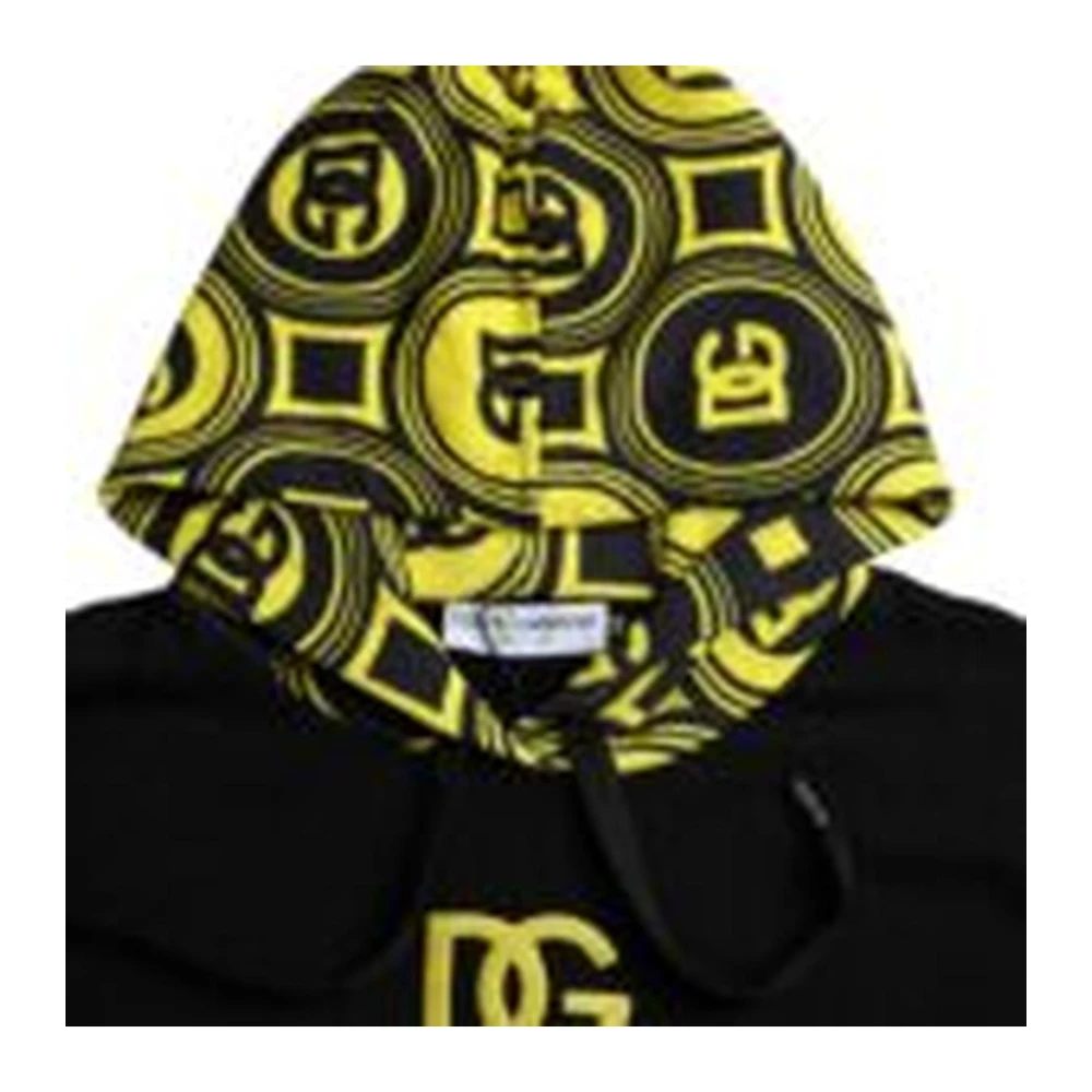 Dolce & Gabbana Gele Logo Katoenen Hoodie Black Heren