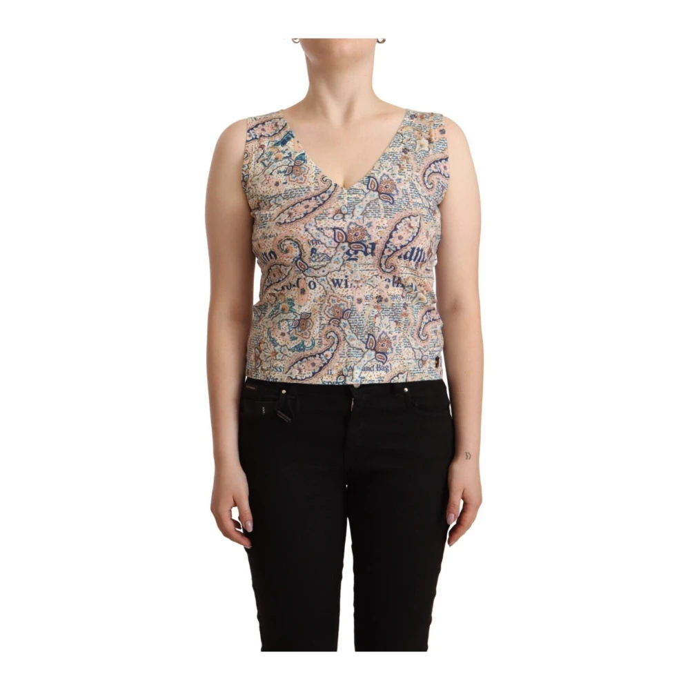 John Galliano Multicolor Mouwloos V-hals Tanktop Multicolor Dames