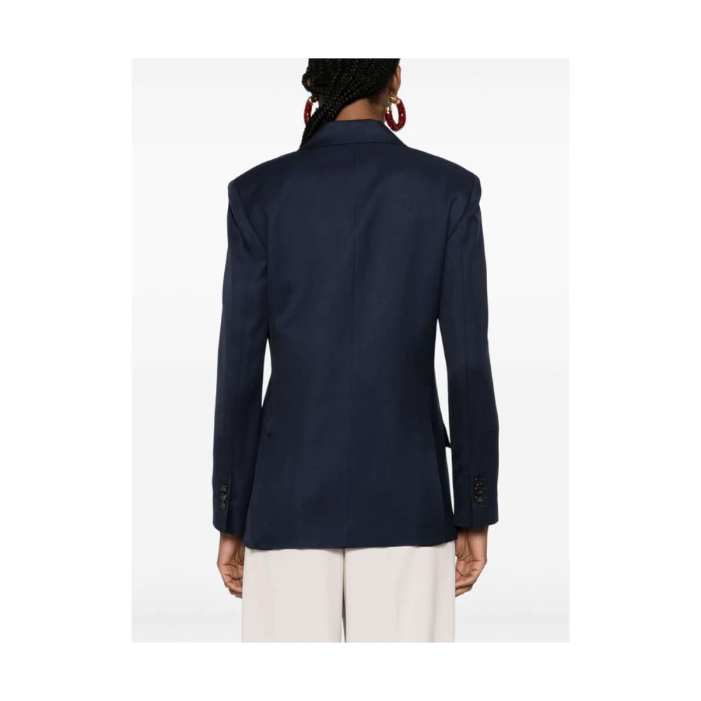 Theory Navy Blauw Dubbel-Breasted Jas Blue Dames