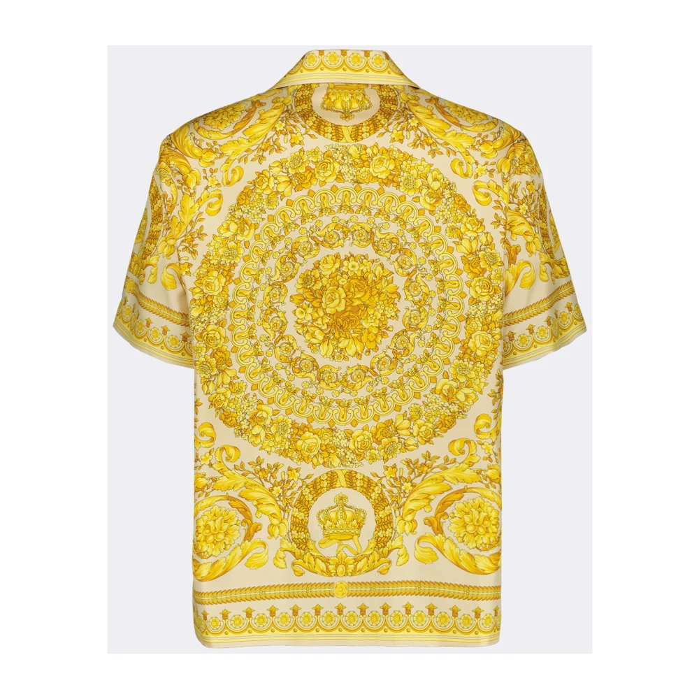 Versace Zijden Barocco Shirt Yellow Heren