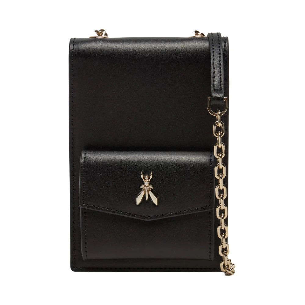 PATRIZIA PEPE Elegante Zwarte Leren Clutch Tas Black Dames
