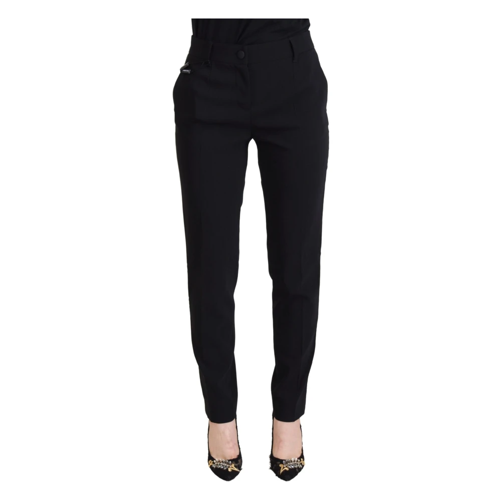 Dolce & Gabbana Women's Black High Waist Trousers - Slim-Fit Trousers - S- Trousers