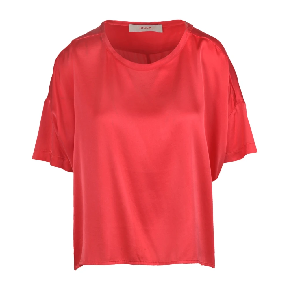 Jucca Zijden T-shirt Ronde Hals Korte Mouw Orange Dames