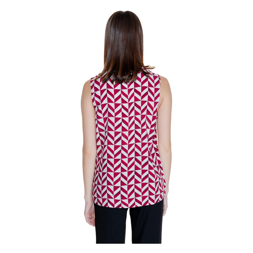 Street One Rode Geometrische Tanktop Mouwloos Red Dames