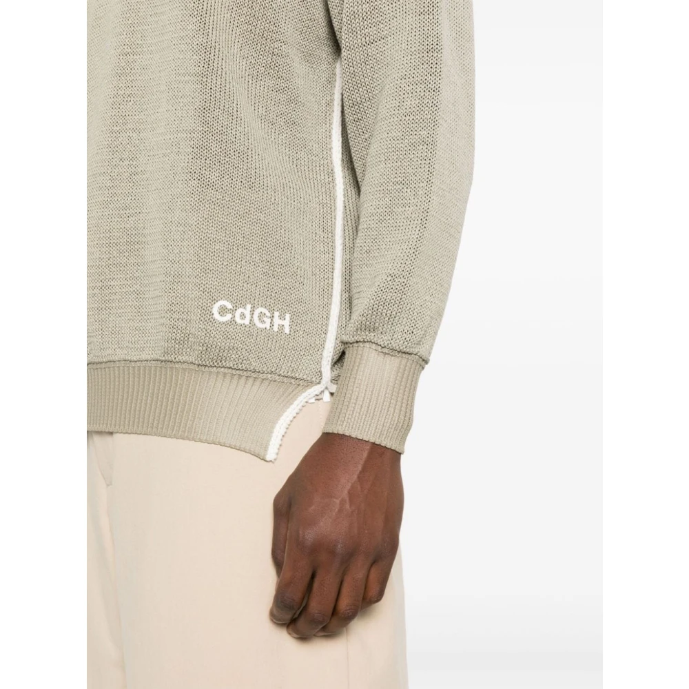 Comme des Garçons Logo Crewneck Cotton Sweater Beige Heren