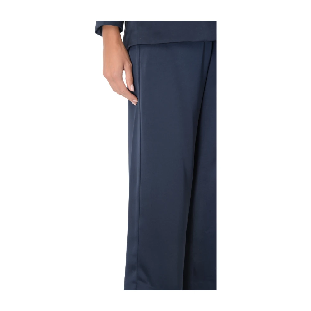 Max Mara Blauwe Monza Wijde Broek met Korte Pijpen Blue Dames