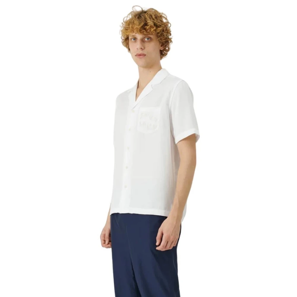 Soulland Geborduurd Logo Shirt Wit White Heren