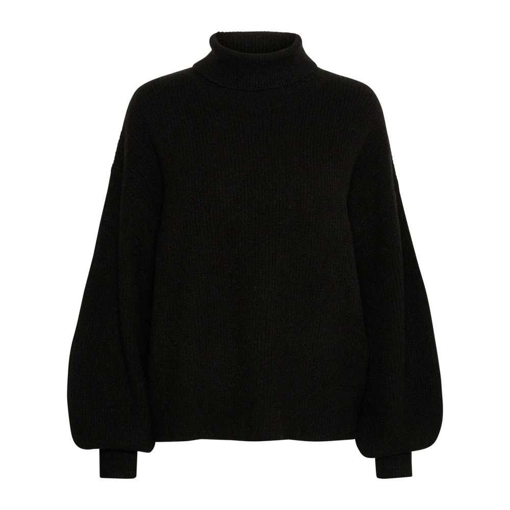 My Essential Wardrobe Zwarte Rollneck Pullover Sweater Lunamw Black Dames