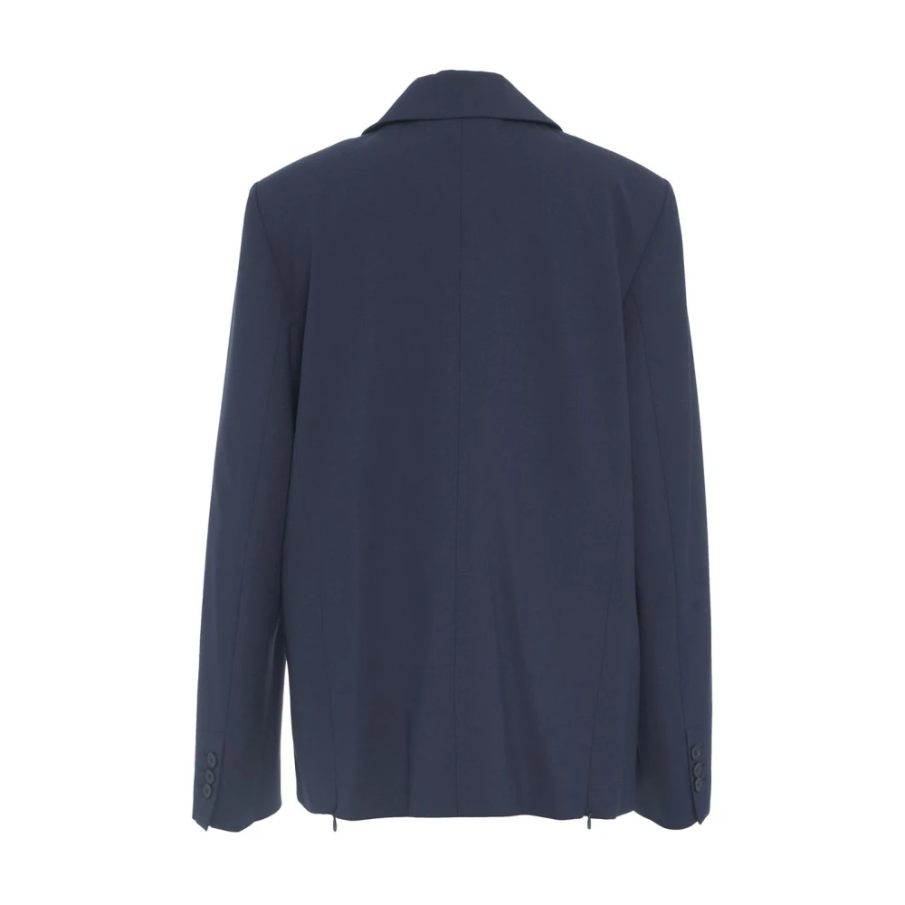 Semicouture Blauwe Wollen Blazer met Revers Blue Dames