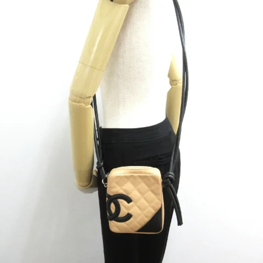 Chanel Vintage Pre-owned Leather crossbody-bags Beige Dames