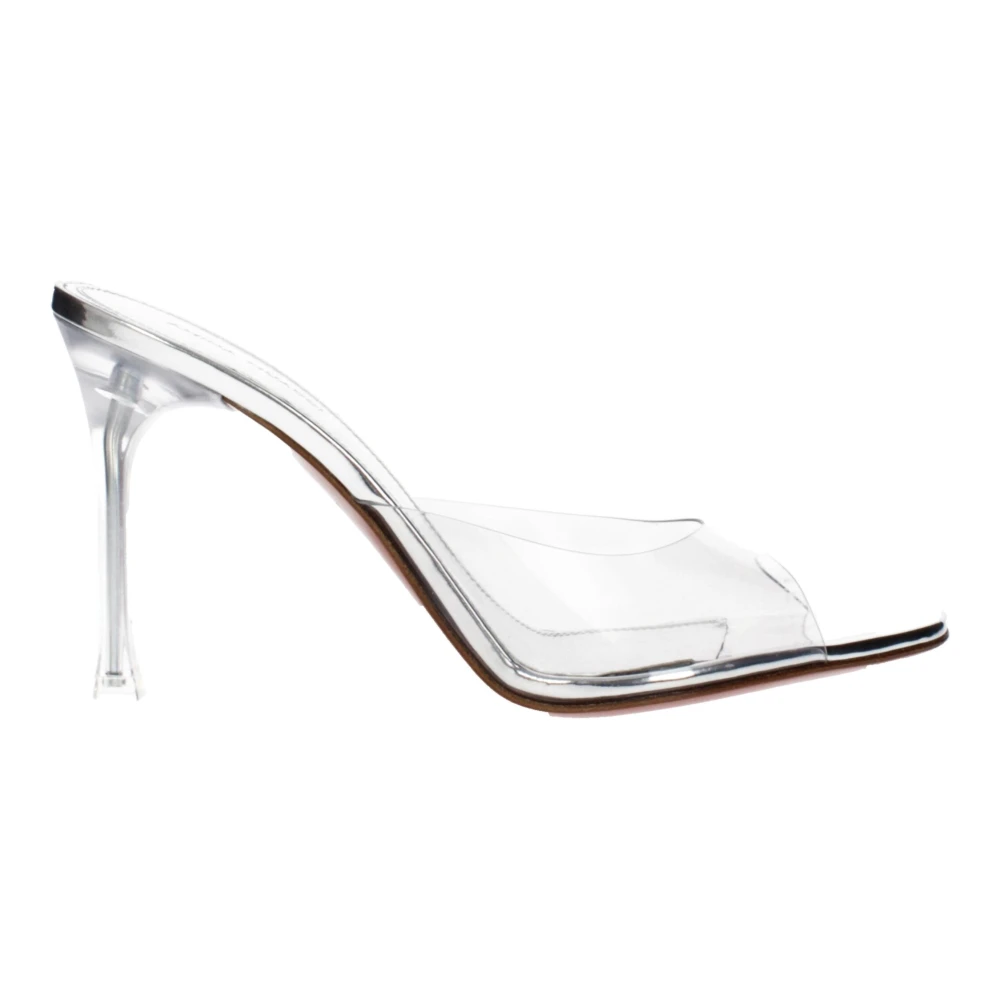 Amina Muaddi Women's Gray Transparent Pvc Stiletto Heels Sandals
