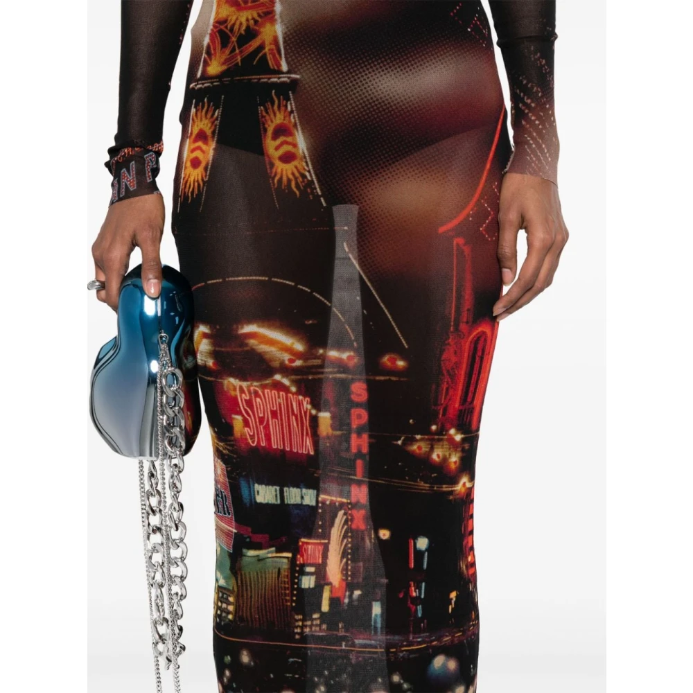 Jean Paul Gaultier Stadsprint Lange Mouw Jurk Multicolor Dames