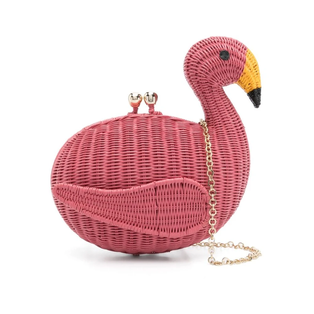 Serpui Fuchsia Roze Magnetische Clutch met Ketting Pink Dames