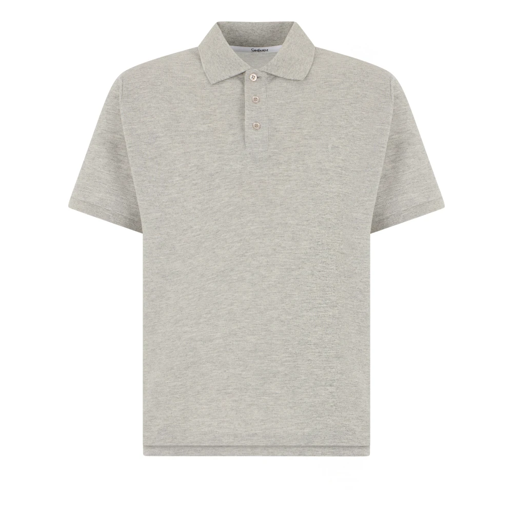 Saint Laurent Men's Gray Short Sleeve Polo - Polo Shirts - L - Tops