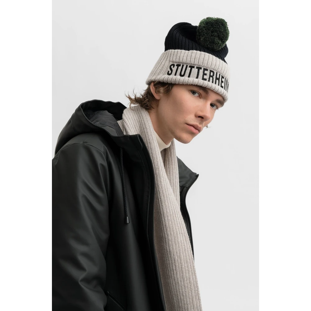 Stutterheim Pompon Ribgebreide Beanie Black Heren