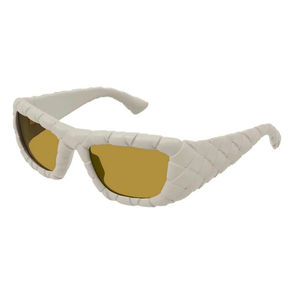 Rektangulære hvide solbriller med vævet mønster