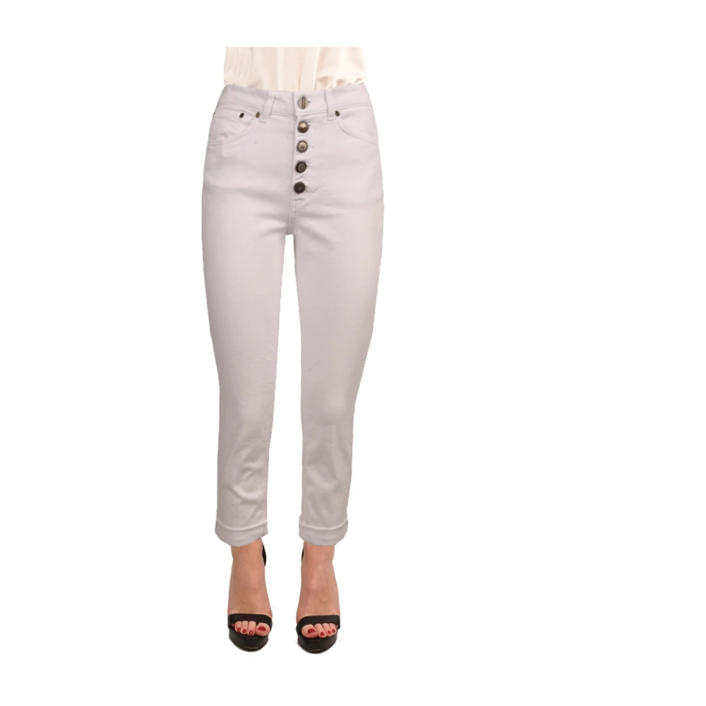 Dondup Wijde Katoenen Jeans Enkel Lengte White Dames