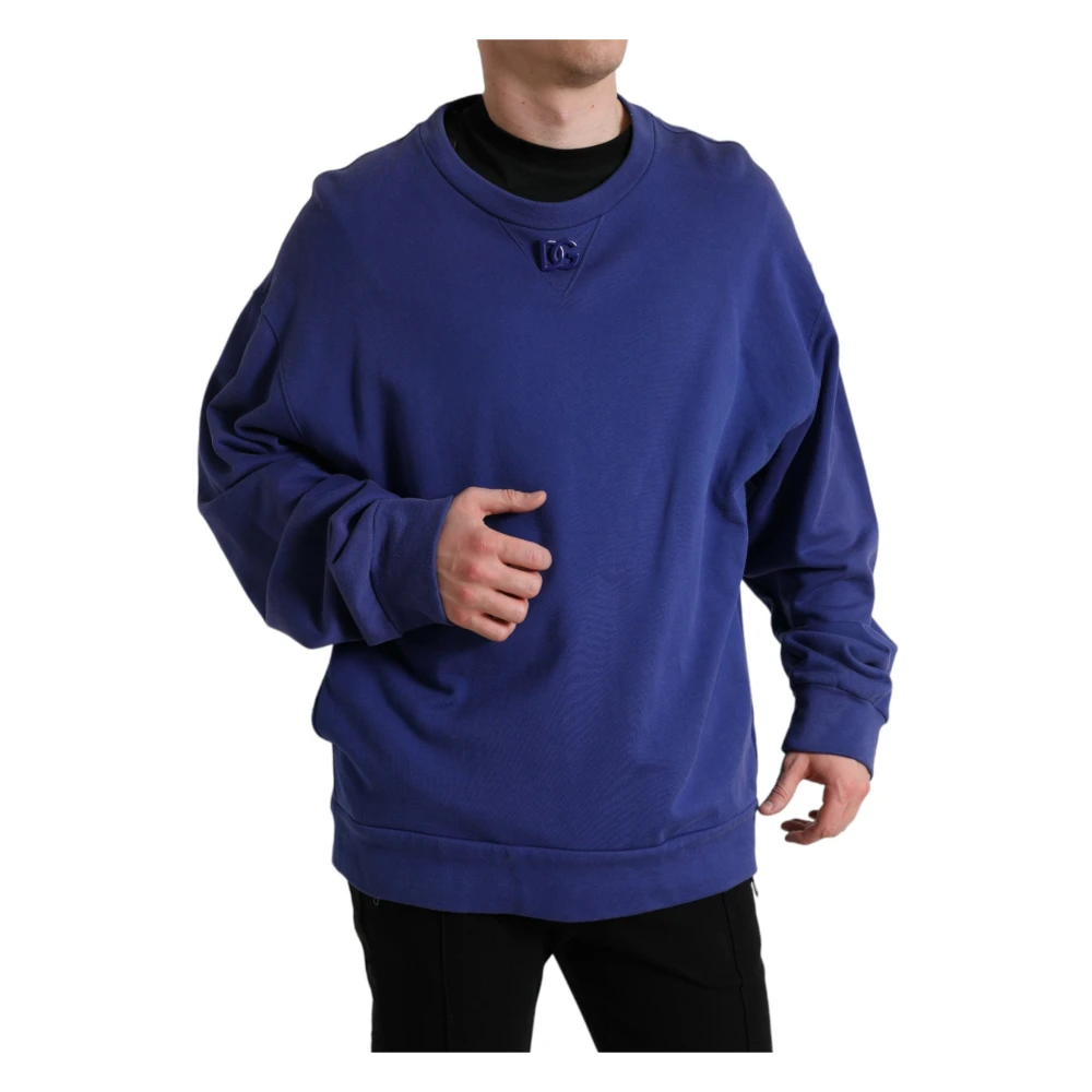 Dolce & Gabbana Royal Blue Crewneck Sweater Blue Heren