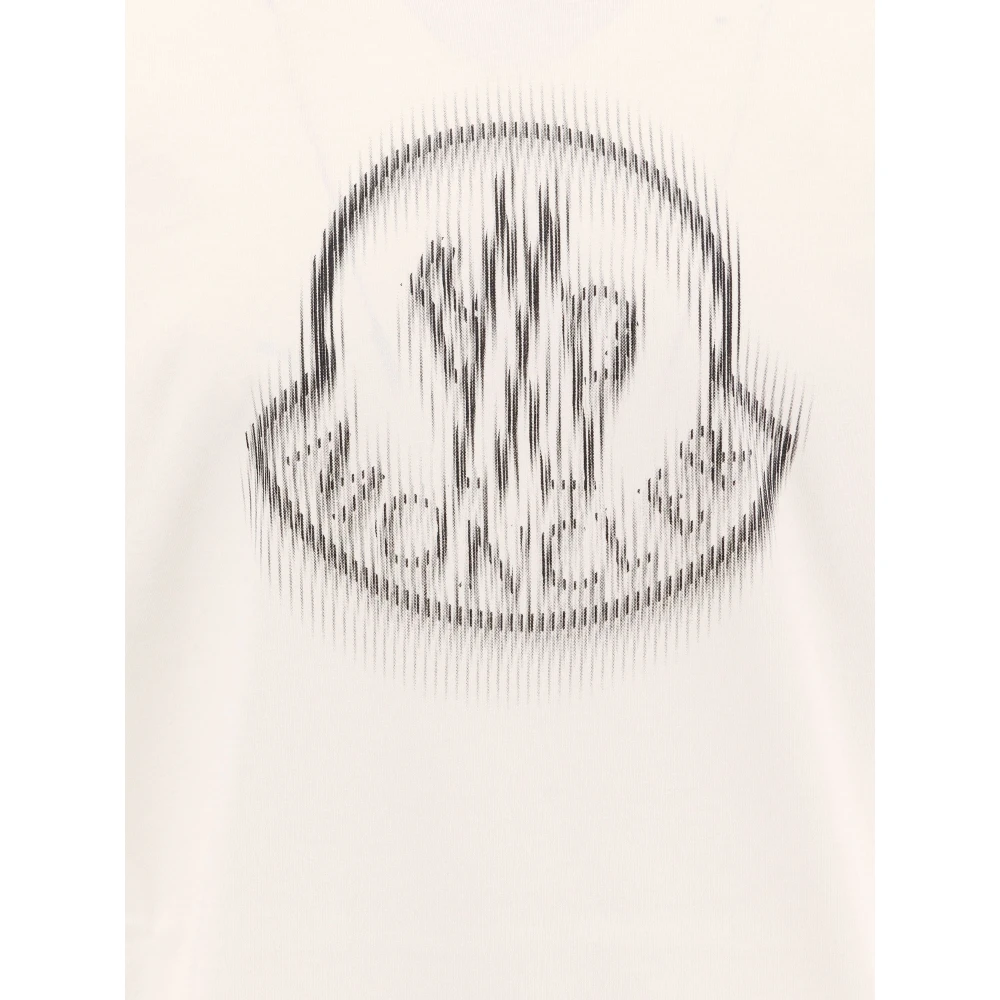 Moncler Logo Katoenen T-shirt met Ronde hals White Heren