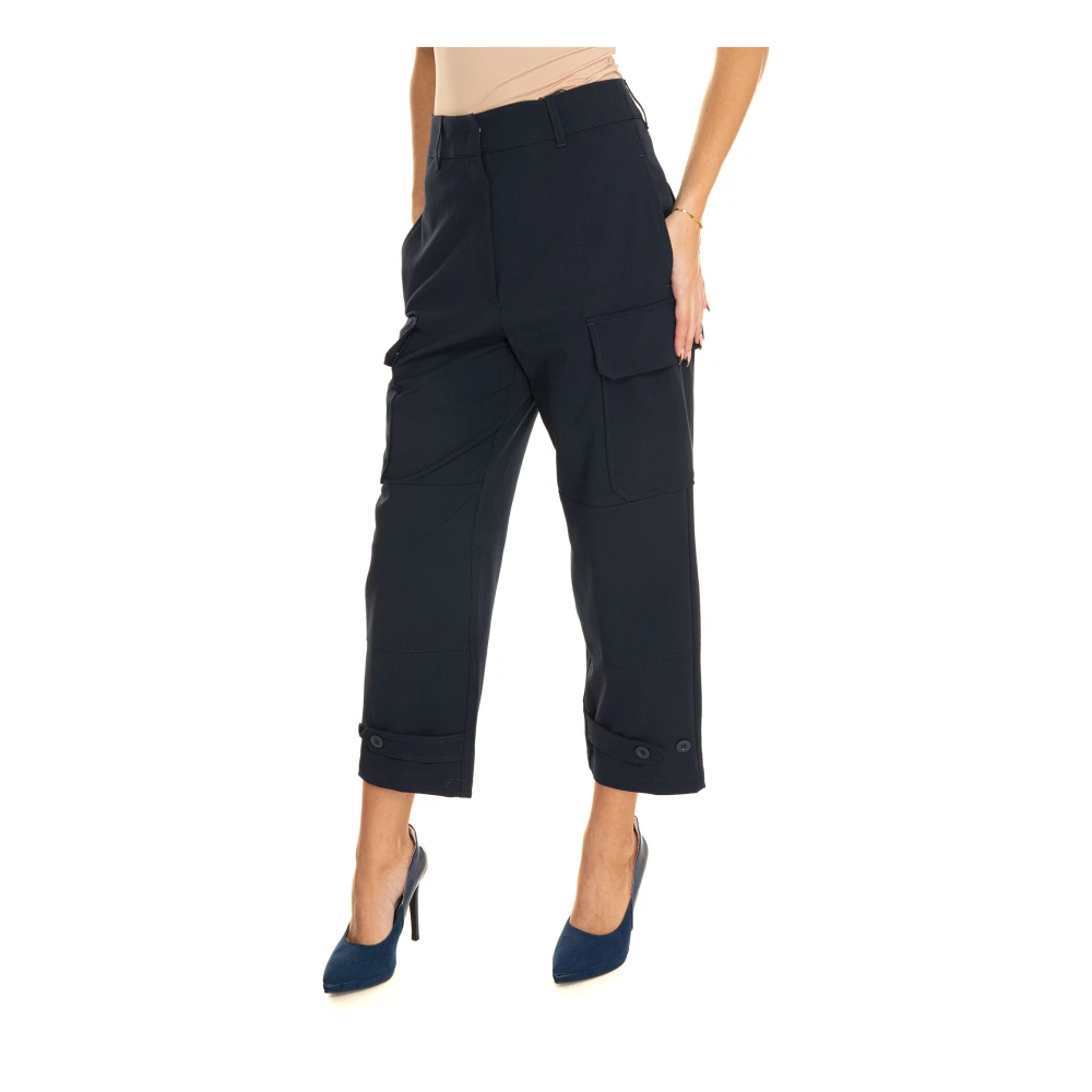 Max Mara Weekend Cargo broek met wijde pijpen Blue Dames