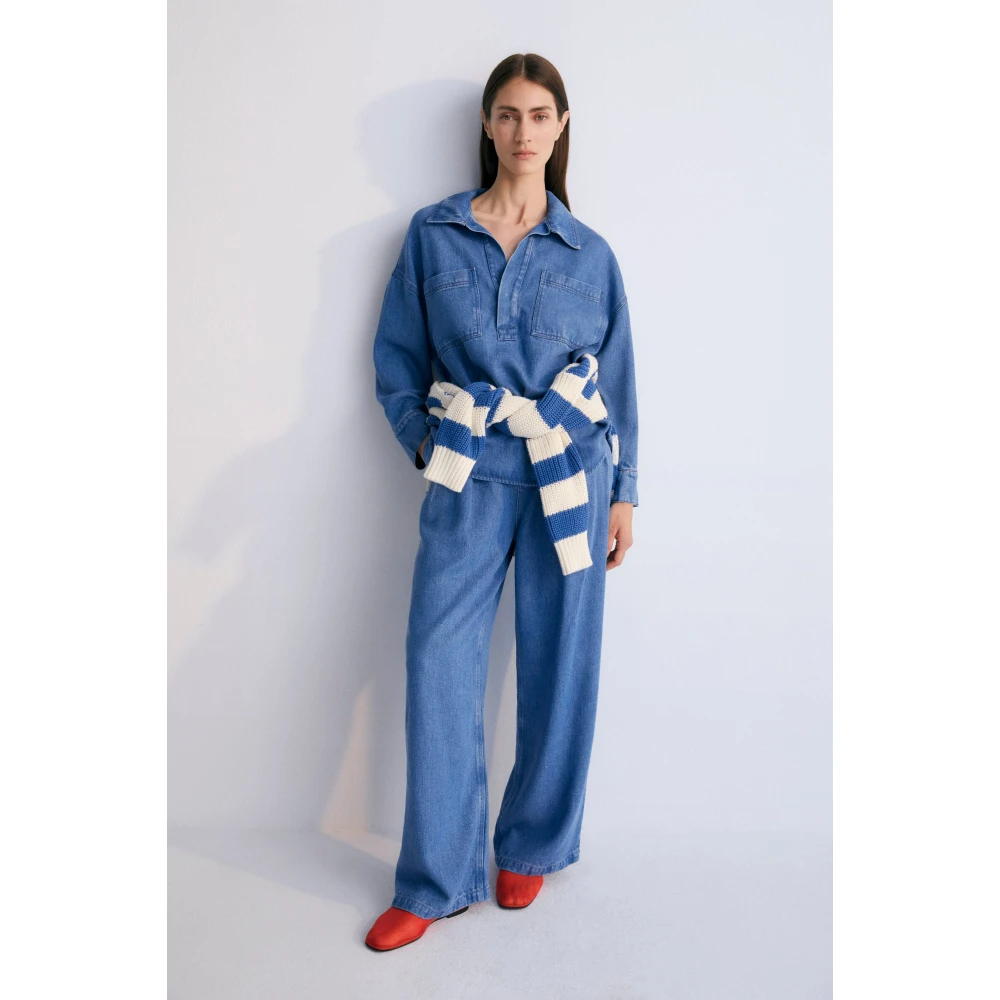 The New Society Micenas Vrouw Shirt Mid Blue Denim Blue Dames