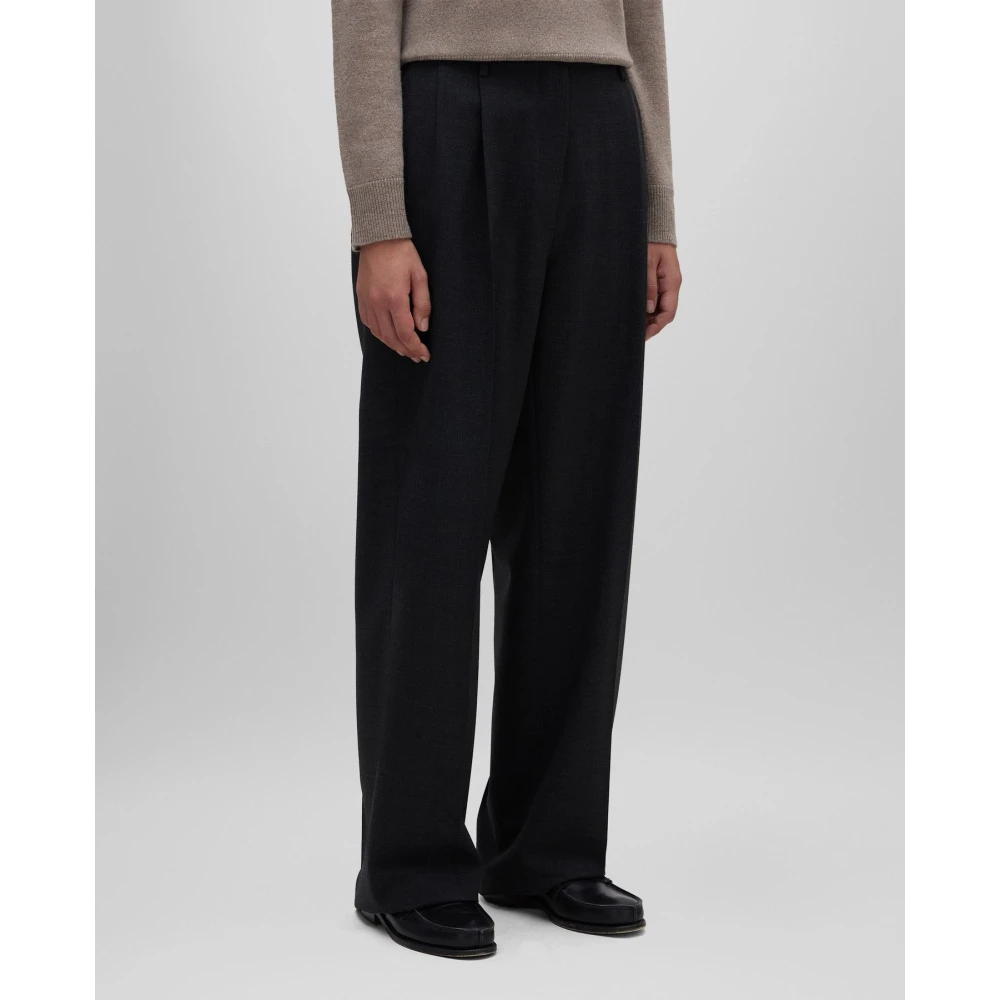 Aspesi Hoge taille broek met plooien en zachte pijp Black Dames