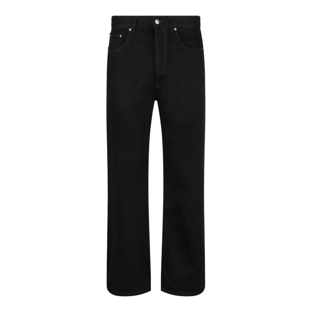 Palm Angels Men's Black Denim Jeans With Logo Embroidery - Straight Fit Jeans - W34 - Jeans