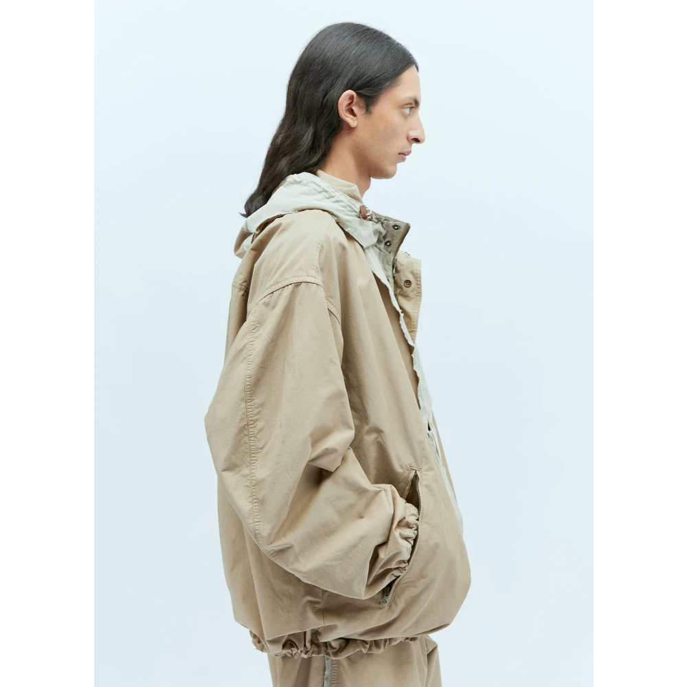 Diesel Canvas Geweven Distressed Panel Jas Beige Heren