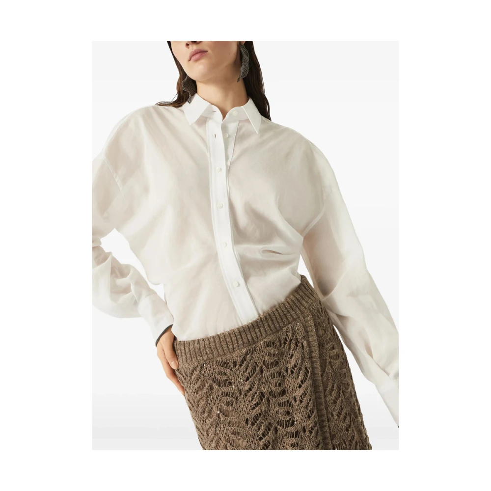 BRUNELLO CUCINELLI Witte Klassieke Kraag Blouse White Dames