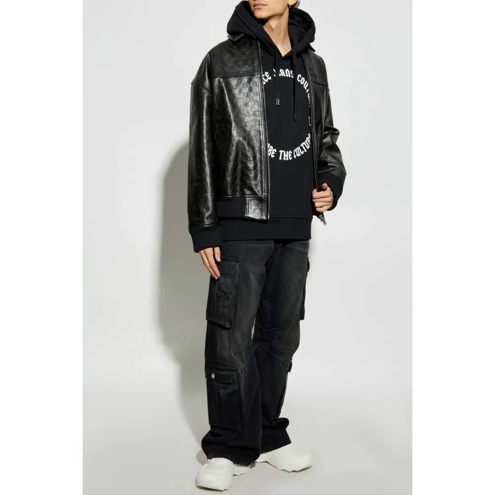 Versace Jeans Couture Sweatshirt met ritssluiting zakken Black Heren