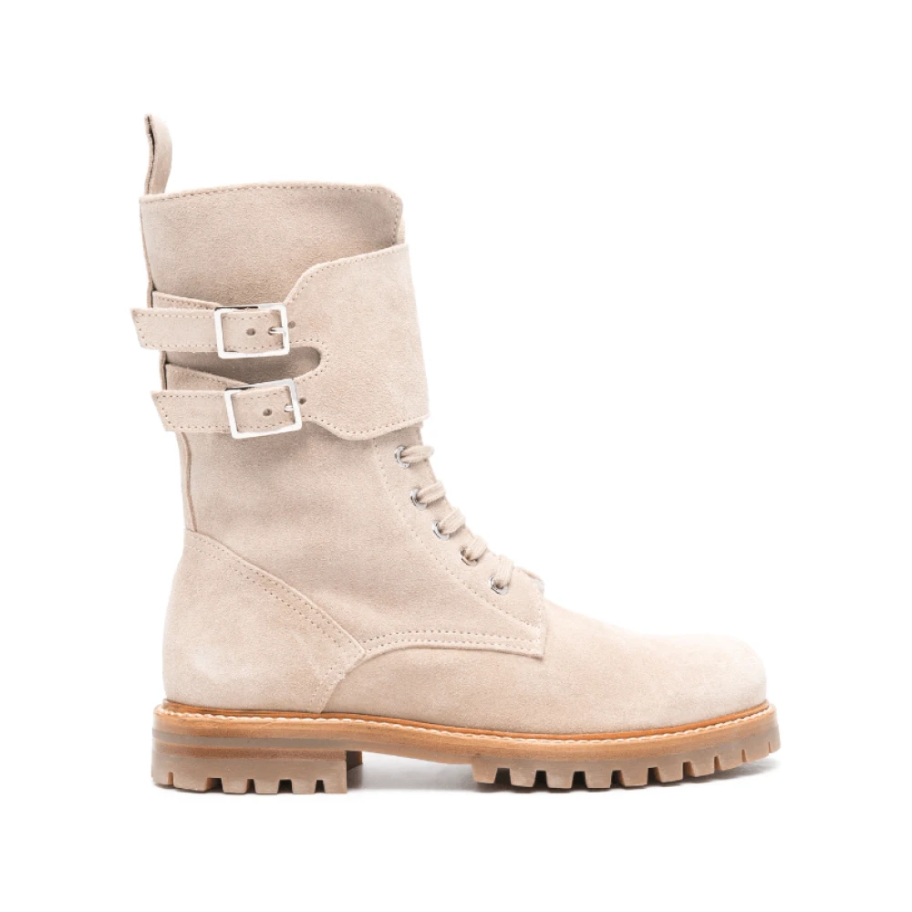 Kiton Beige Mocka Mid-Calf Snörstövlar Beige, Dam