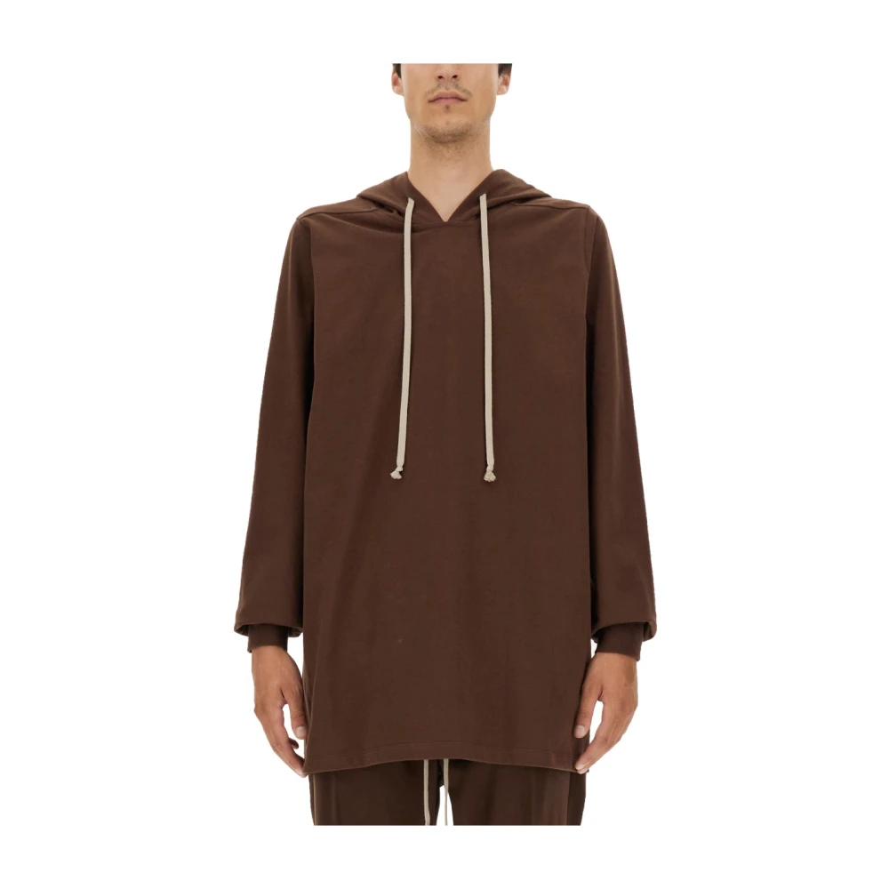 Rick Owens Oversized Katoenen Hoodie Brown Heren