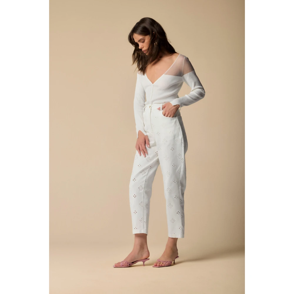 Kocca Elegante Cropped Kantbroek White Dames