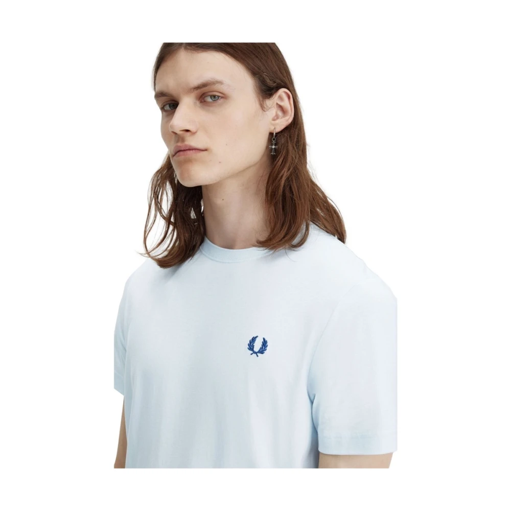 Fred Perry Blauw Logo Tee Geborduurde Stijl Blue Heren