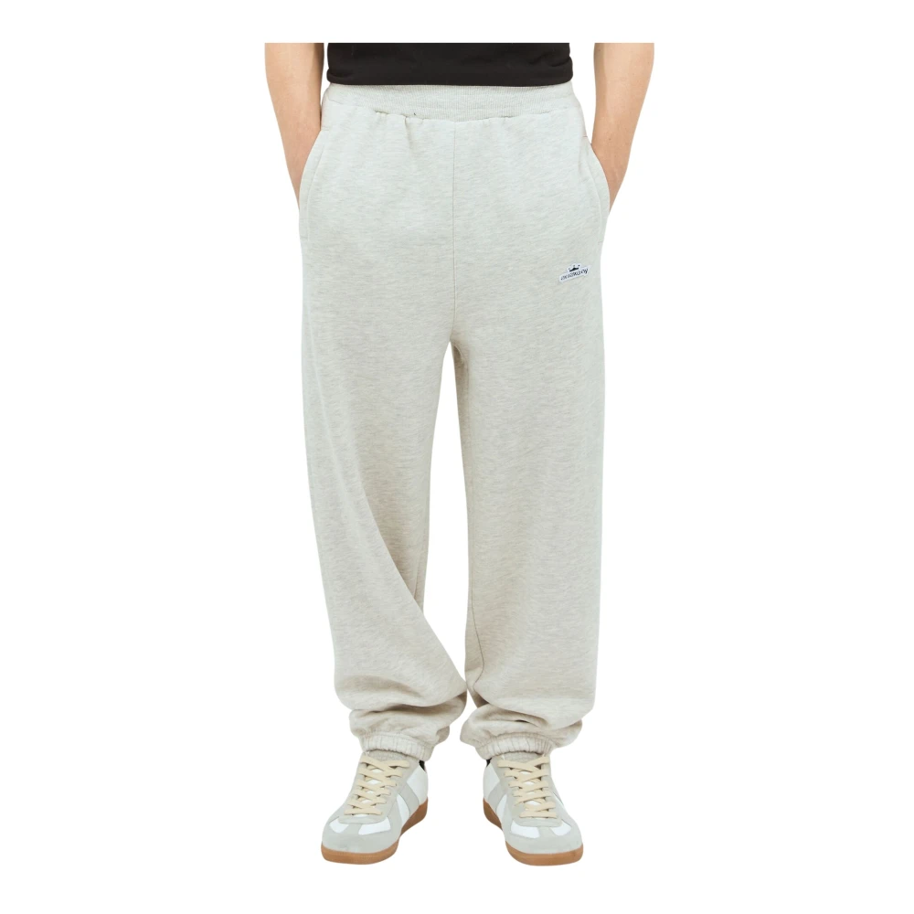 Awake Ny Men's Gray Sweatpants, L, Crown Logo Track Trousers Cotton Fleece