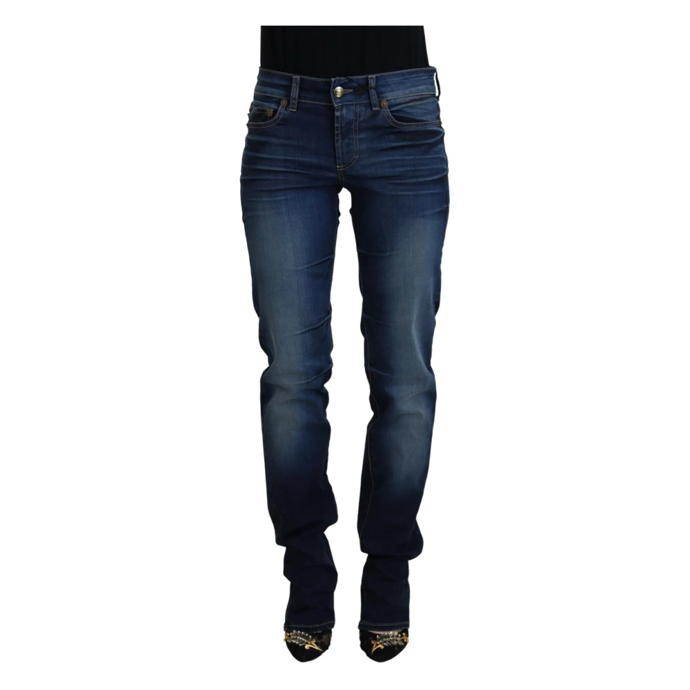 Just Cavalli Women's Blue Slim Fit Jeans, W26, Chic Low Waist Denim Trousers In