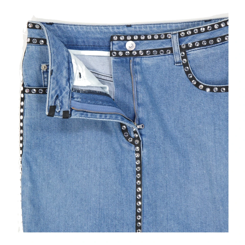 Moschino Couture Denim Rok Kristalversiering Blue Dames