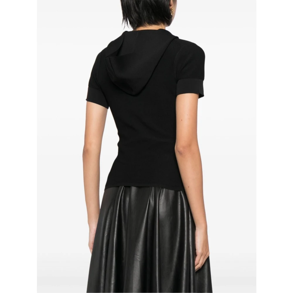 Alaïa Gebreide trui met capuchon en V-hals Black Dames