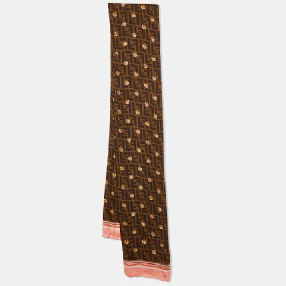 Fendi Vintage Pre-owned Silk scarves Brown Dames