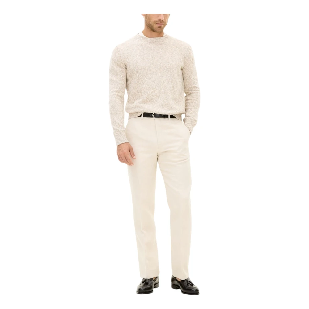 Oscar Jacobson Beige Katoenen Sweater met Ronde hals Beige Heren