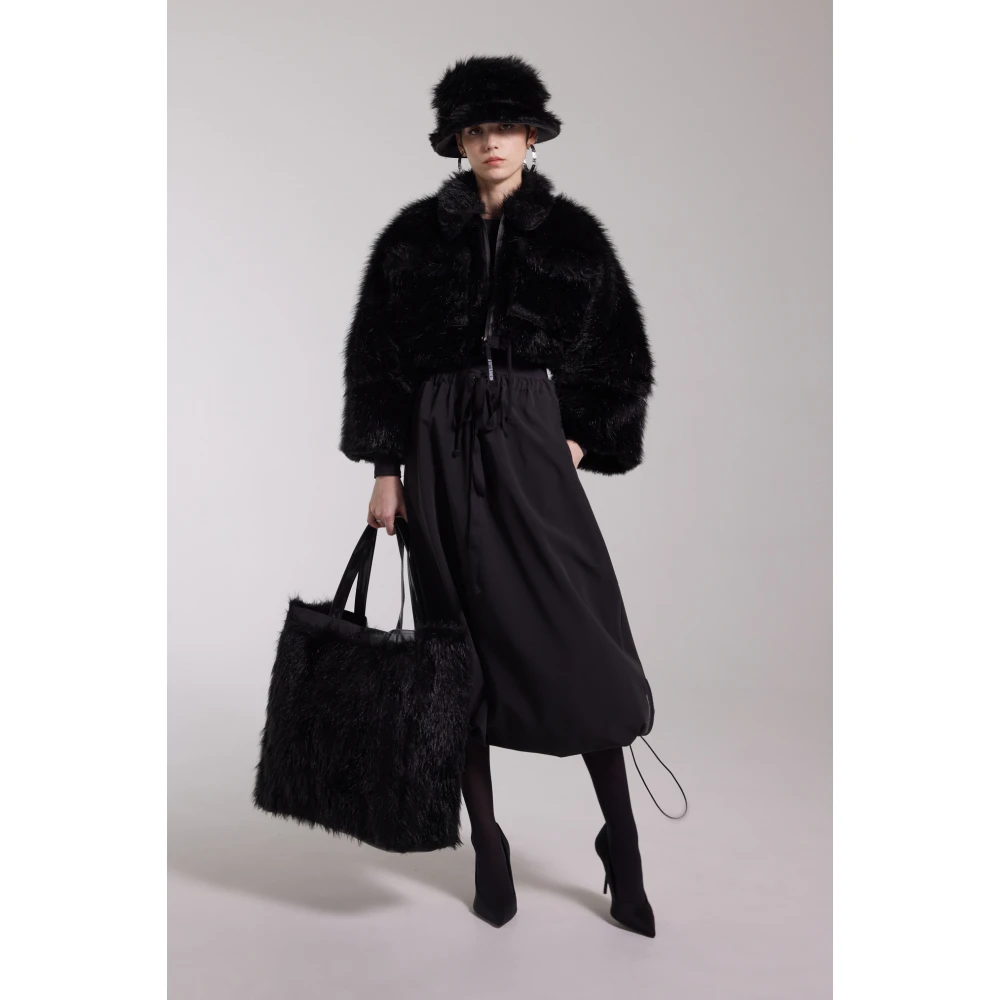 Stutterheim Zwarte Faux Fur Korte Jas Black Dames