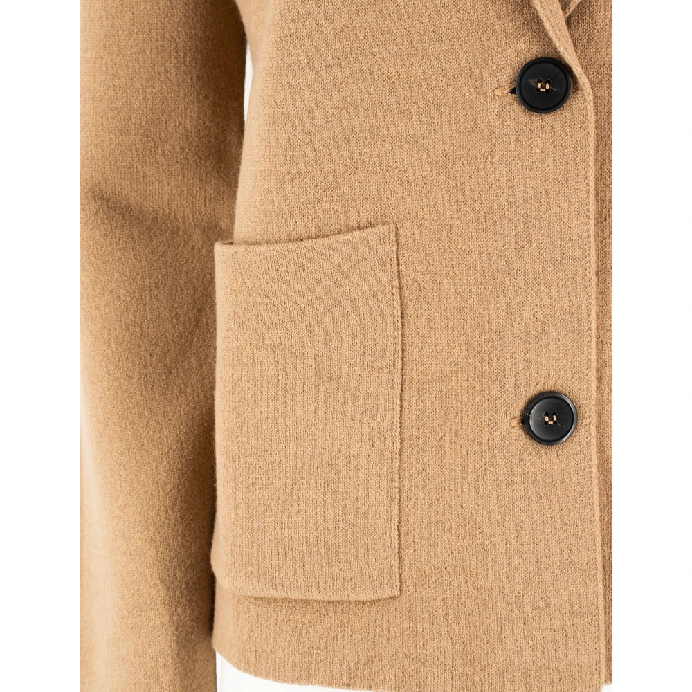 Le Tricot Perugia Elegante gebreide blazer met reverskraag Brown Dames