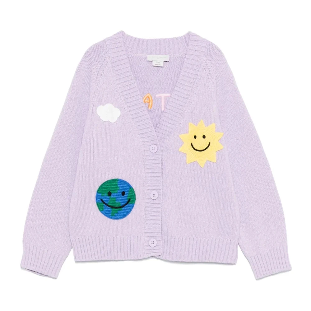 Stella Mccartney Girls Purple Embroidered Cardigan Jumpers V-Neck - Kids Cardigans - 4 Y - Kids