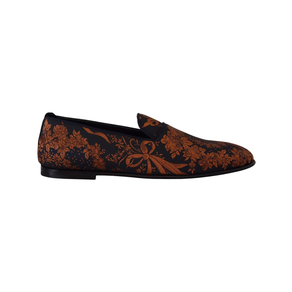 Dolce & Gabbana Men's Multicolor Loafers, 6 Uk, Blue Rust Floral Loafers Shoes