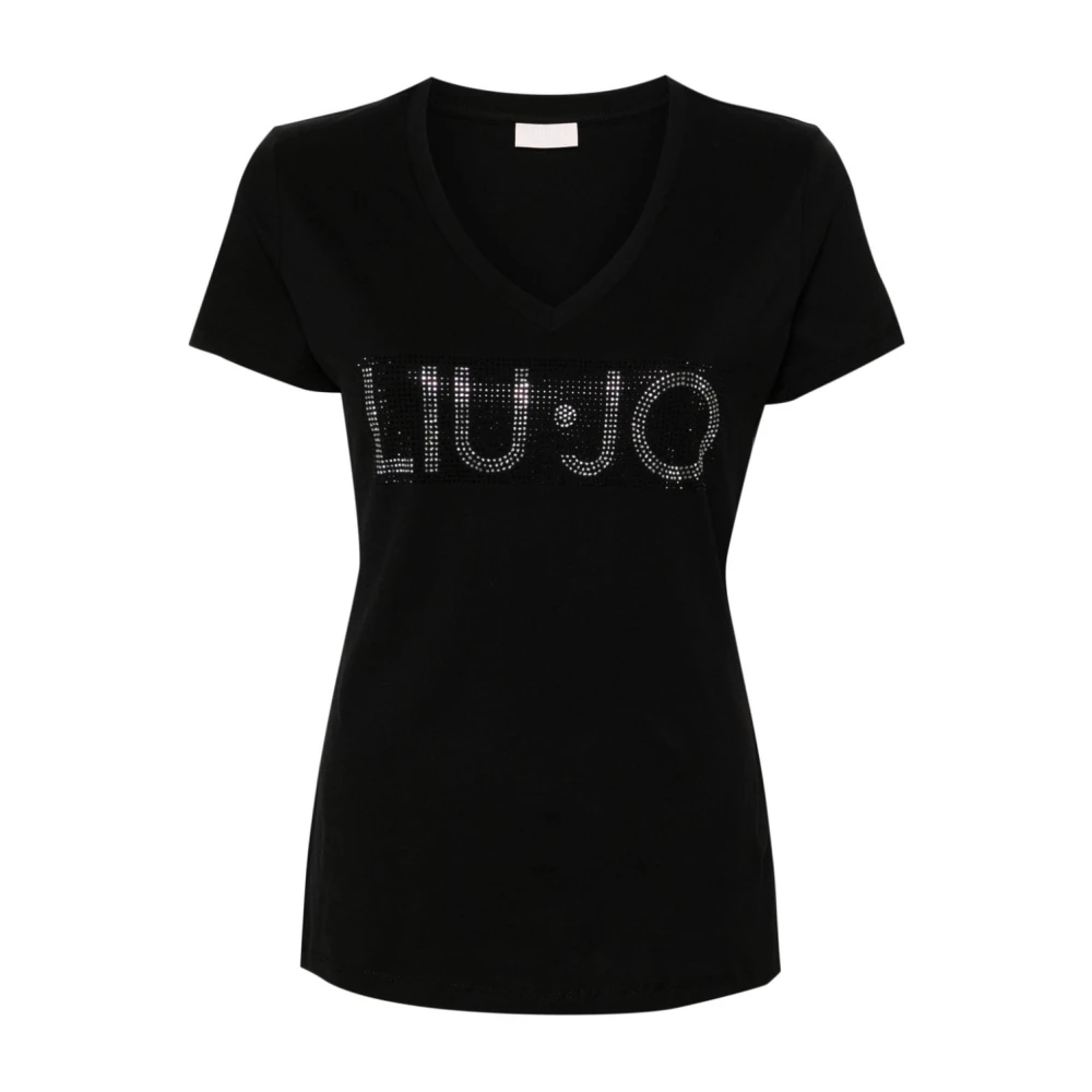 Liu Jo Zwarte Jersey Logo T-shirts Polos Black Dames