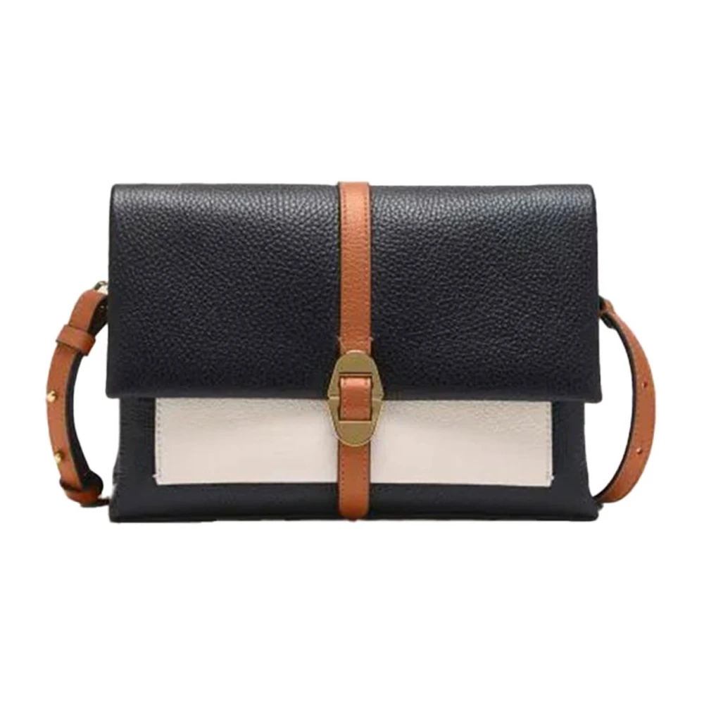 Coccinelle Leren schoudertas met verdeelde compartimenten Black Dames